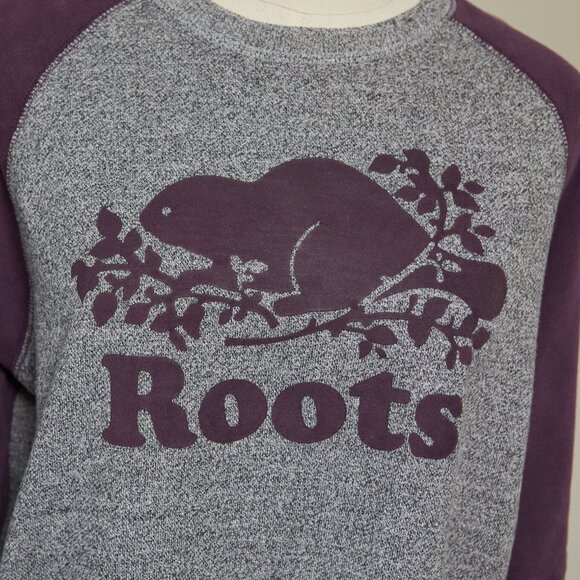 Roots Athletics Crewneck Sweatshirt | Salt + Pepper w/ Purple EUC - Picture 3 of 5